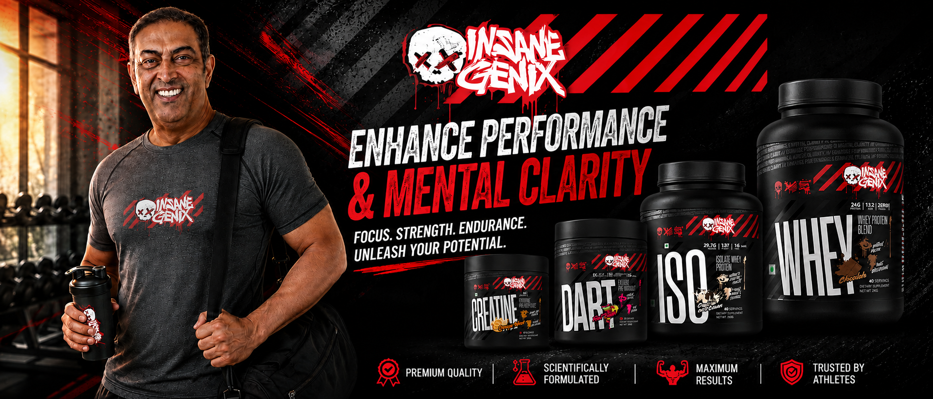 InsaneGenix performance supplements hero