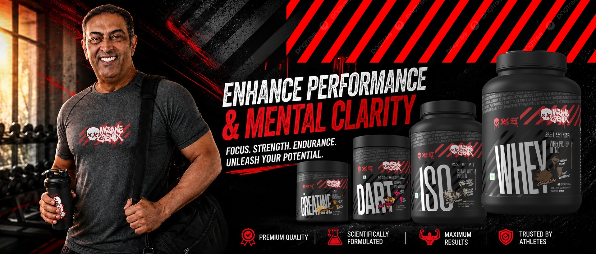 InsaneGenix performance supplements hero